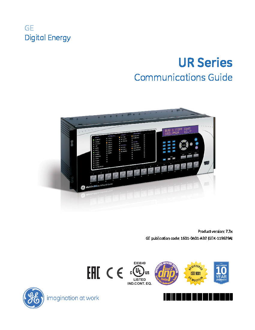 First Page Image of UR-9HH GE UR and UR Plus Universal Relays Communications Guide.pdf